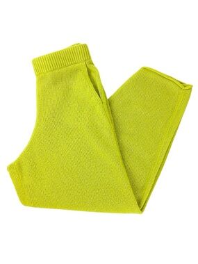 The Elder Statesman 100% Cashmere Knit Lounge Pants Chartreuse Green Yellow S